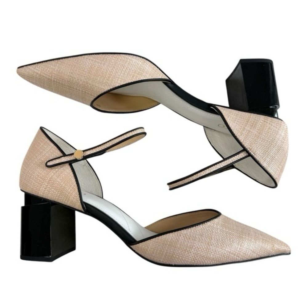 Franco Sarto Beige & Black Block Pump Heels
